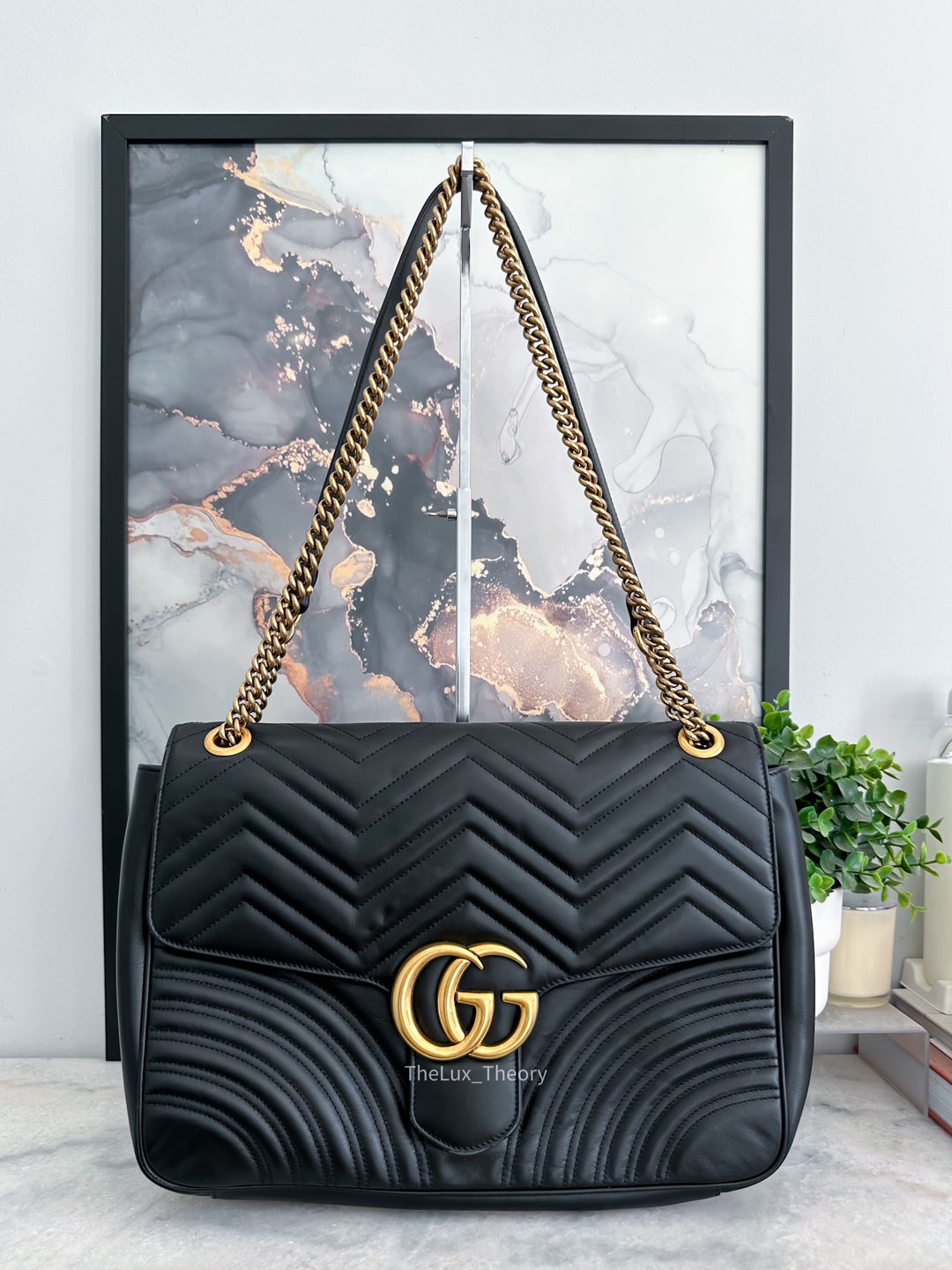 GG MARMONT BLACK LARGE AGED GOLD HARDWARE