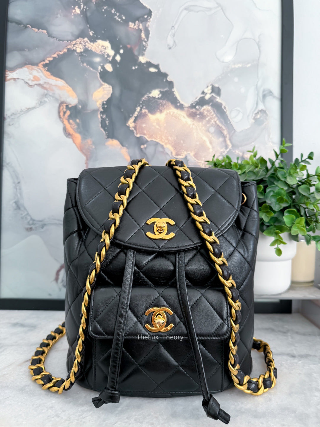 VINTAGE 1996 DUMA BACKPACK LAMBSKIN 24K GOLD HARDWARE