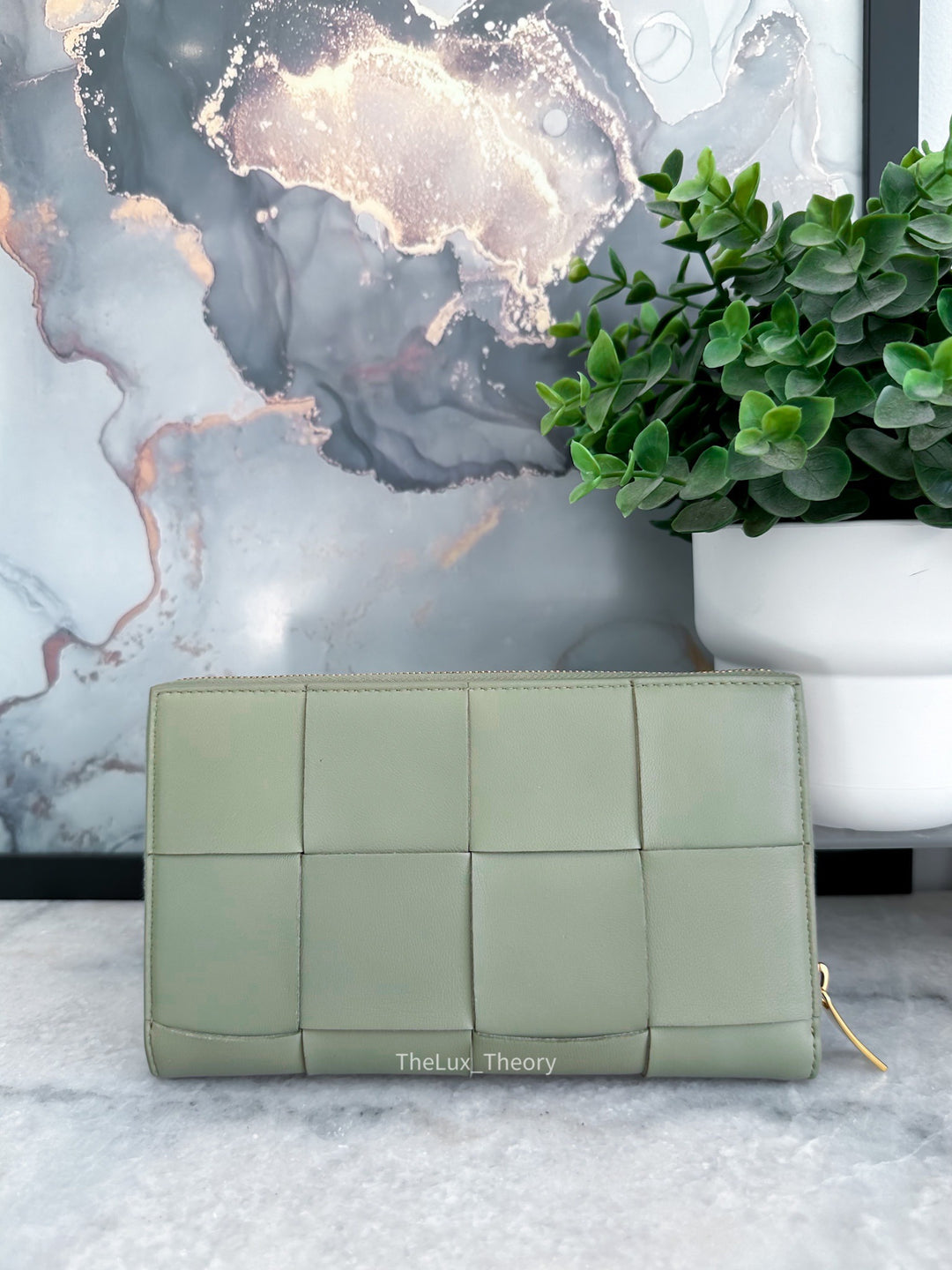 BV ZIP AROUND WALLET TRAVERTINE