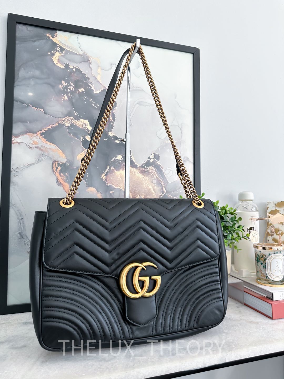 GG MARMONT BLACK LARGE AGED GOLD HARDWARE