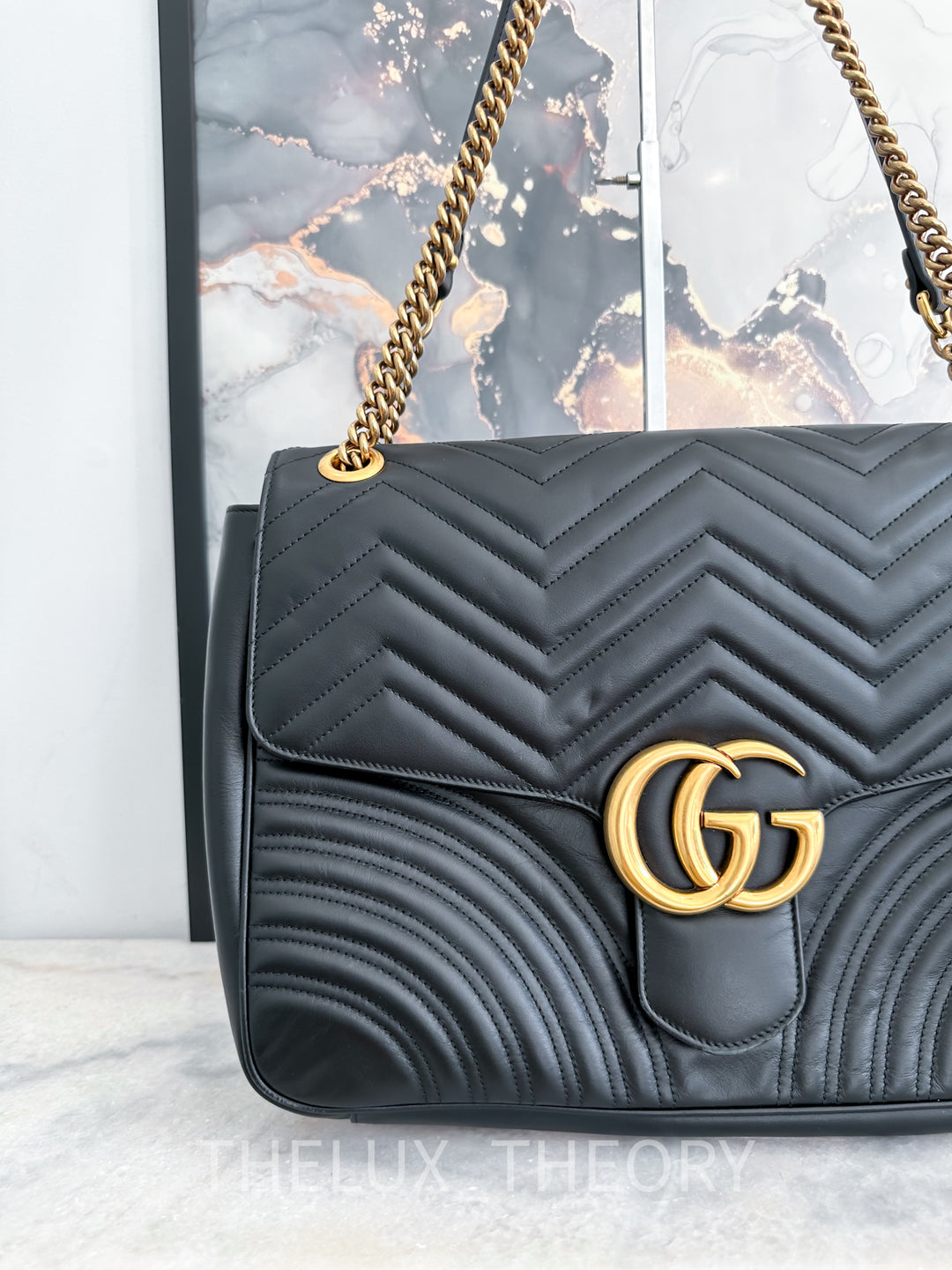 GG MARMONT BLACK LARGE AGED GOLD HARDWARE