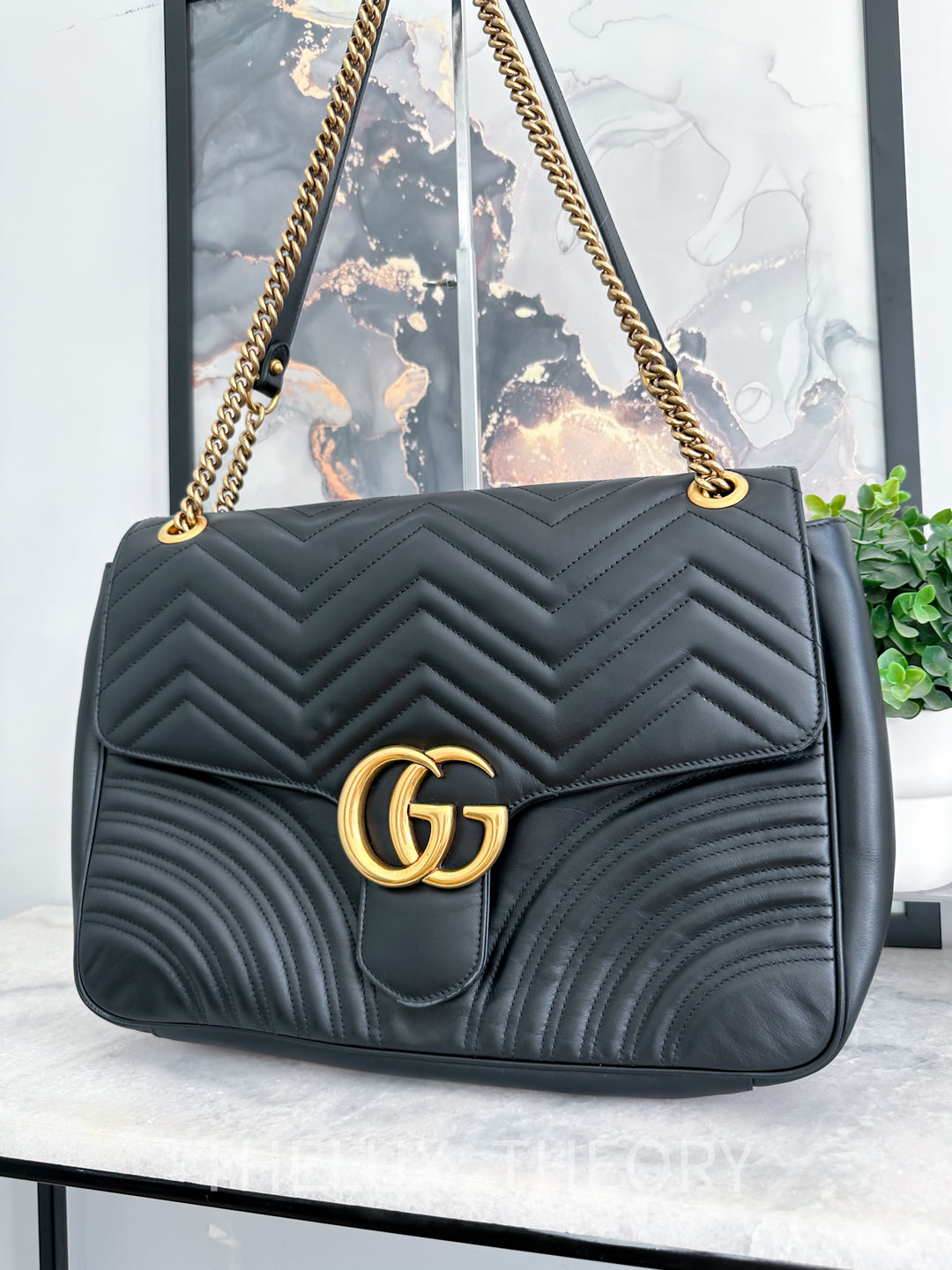 GG MARMONT BLACK LARGE AGED GOLD HARDWARE
