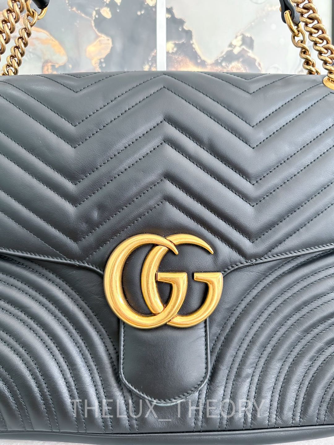 GG MARMONT BLACK LARGE AGED GOLD HARDWARE