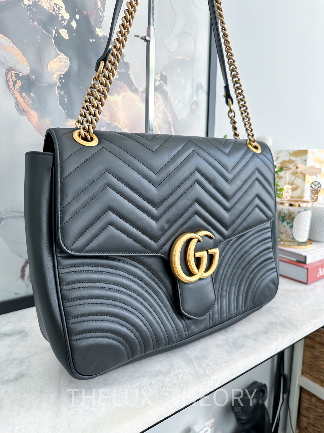 GG MARMONT BLACK LARGE AGED GOLD HARDWARE
