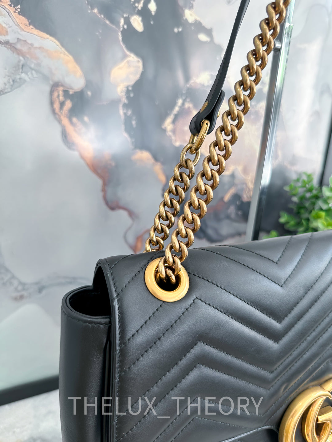 GG MARMONT BLACK LARGE AGED GOLD HARDWARE