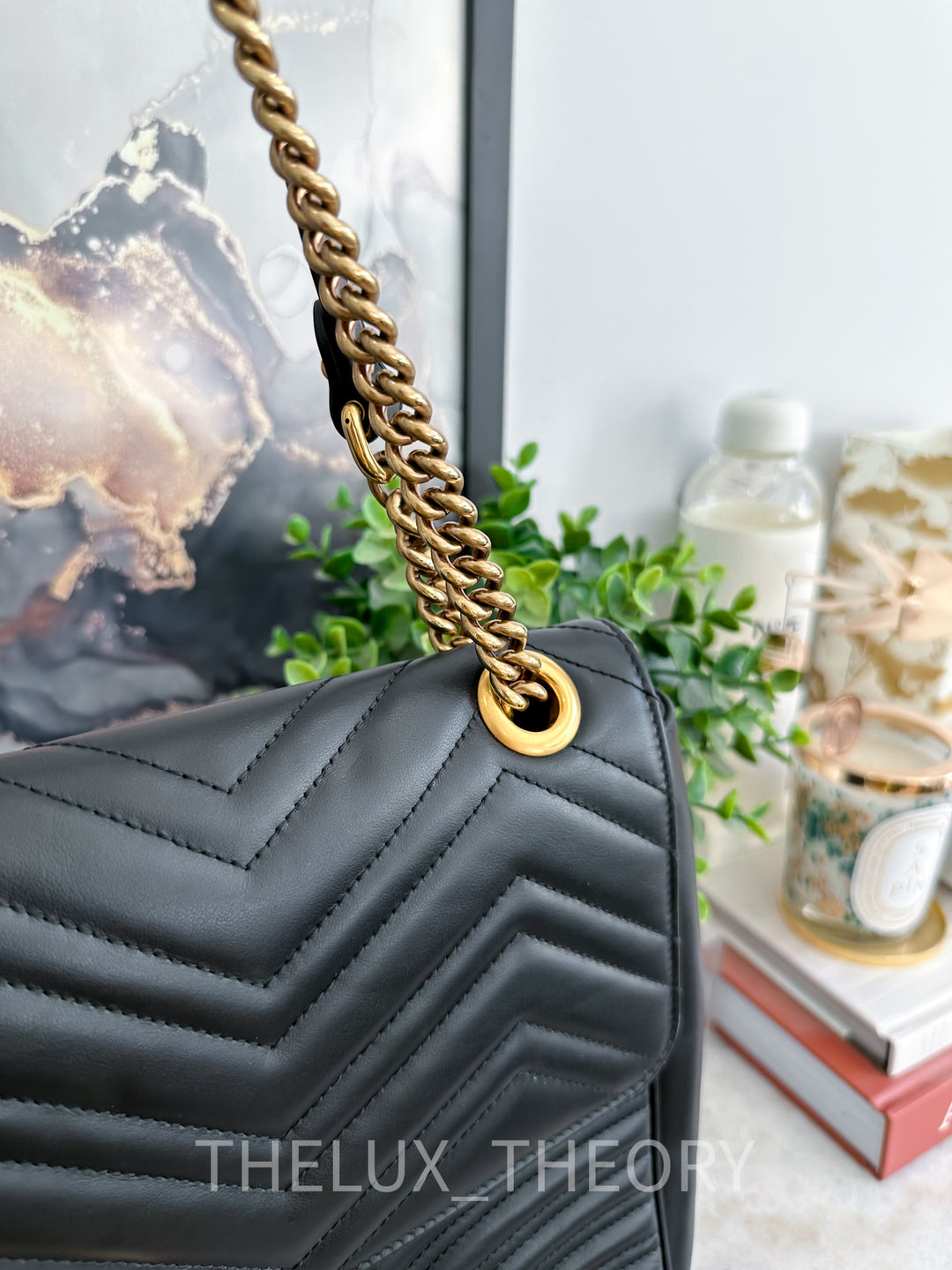 GG MARMONT BLACK LARGE AGED GOLD HARDWARE