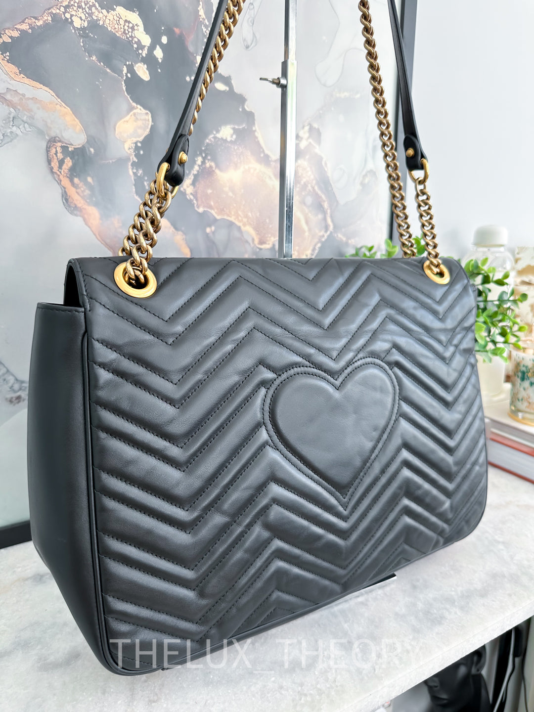 GG MARMONT BLACK LARGE AGED GOLD HARDWARE