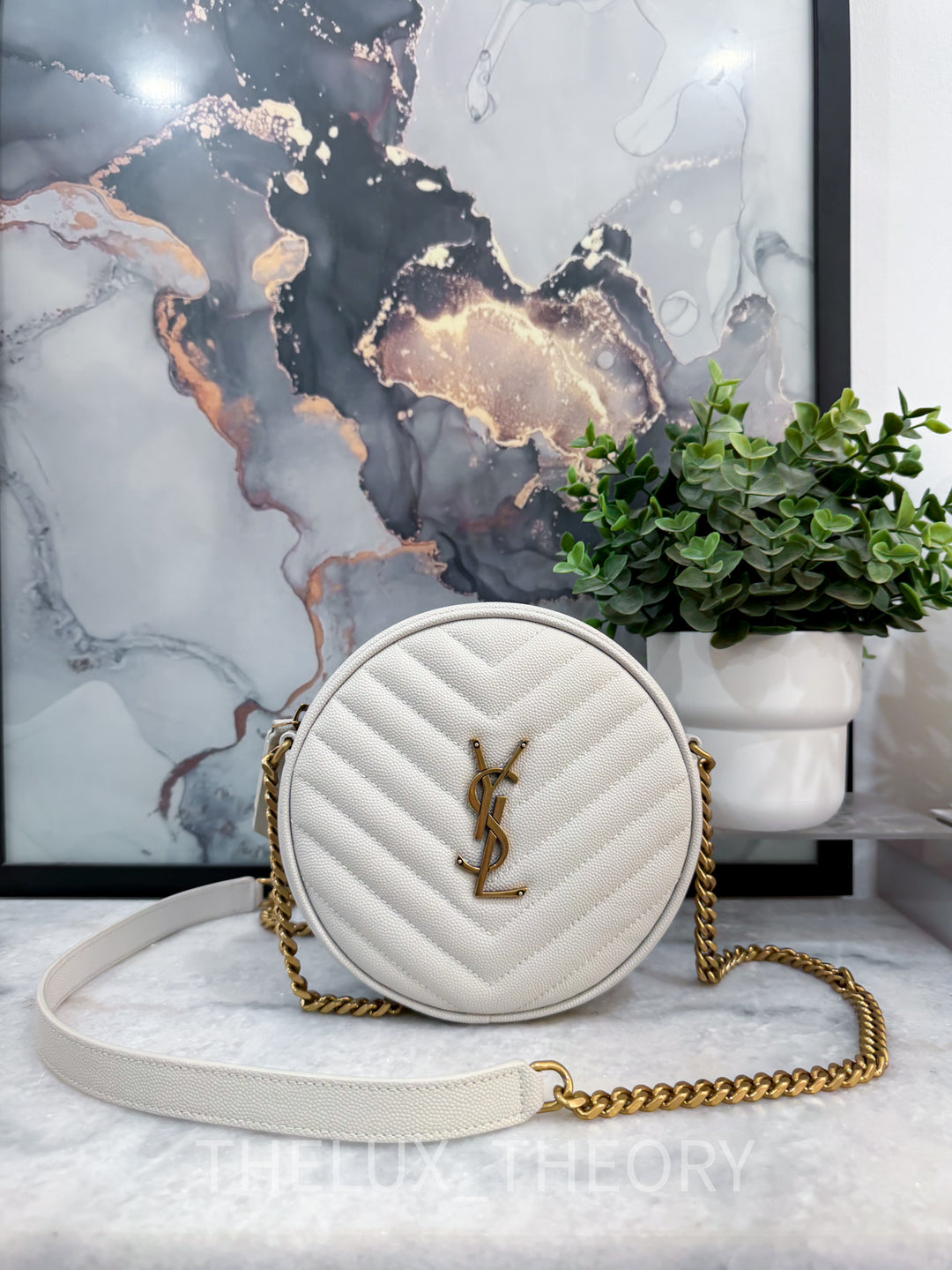 SAINT LAURENT VINYLE ROUND CAMERA BAG