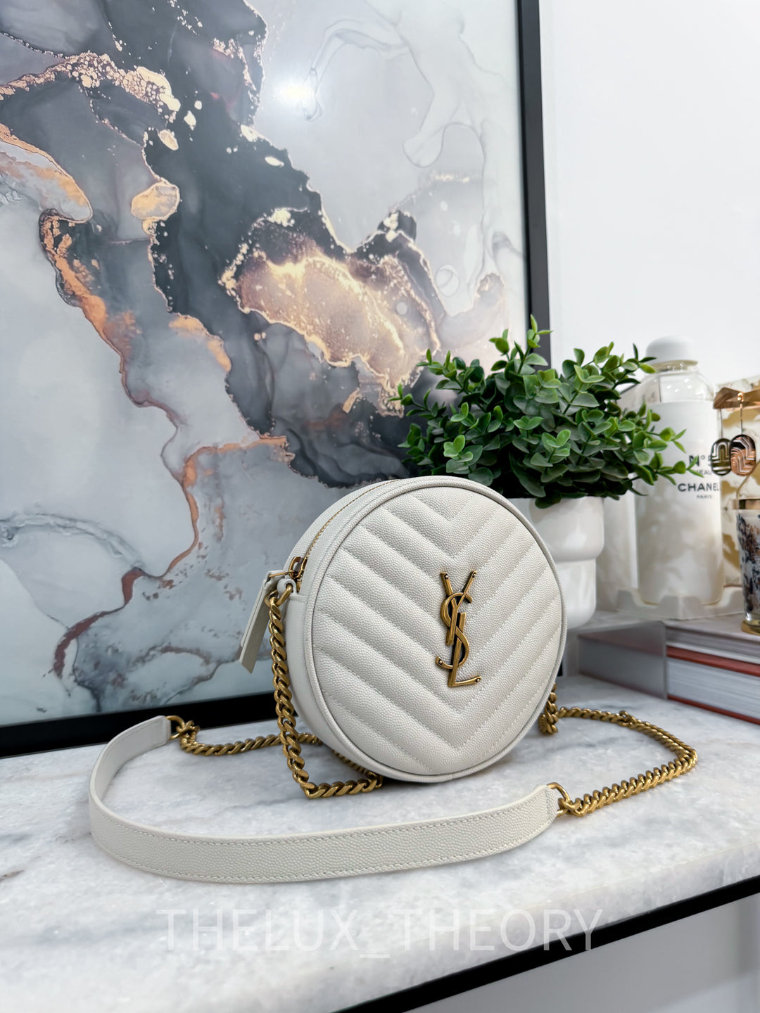 SAINT LAURENT VINYLE ROUND CAMERA BAG