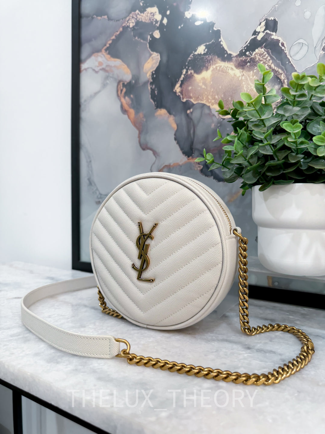 SAINT LAURENT VINYLE ROUND CAMERA BAG