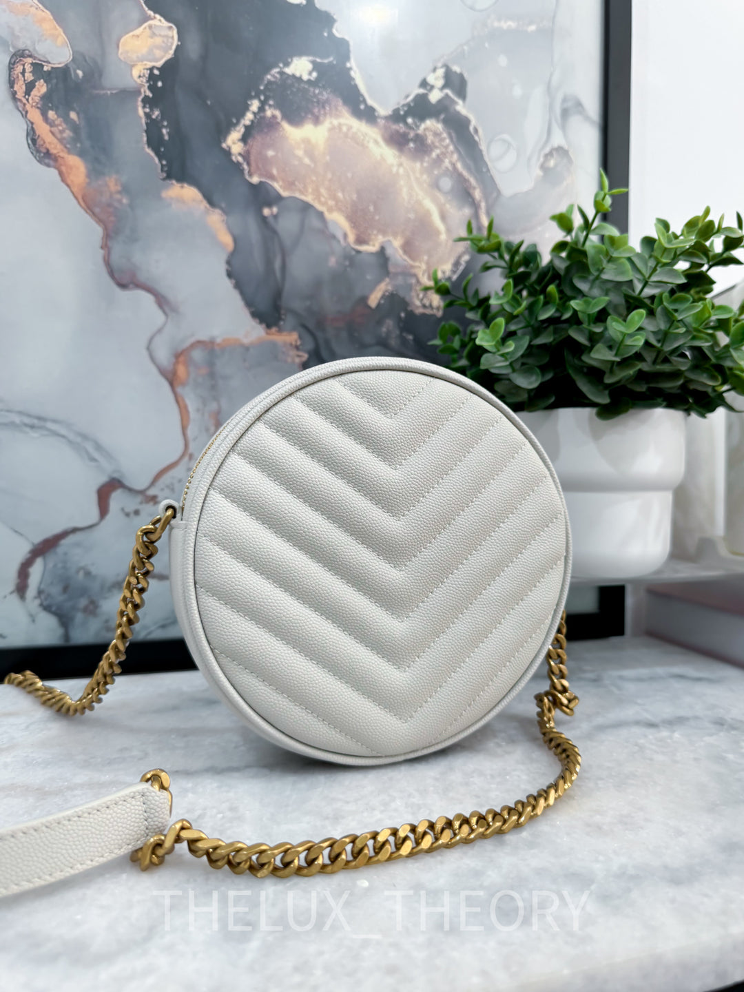 SAINT LAURENT VINYLE ROUND CAMERA BAG