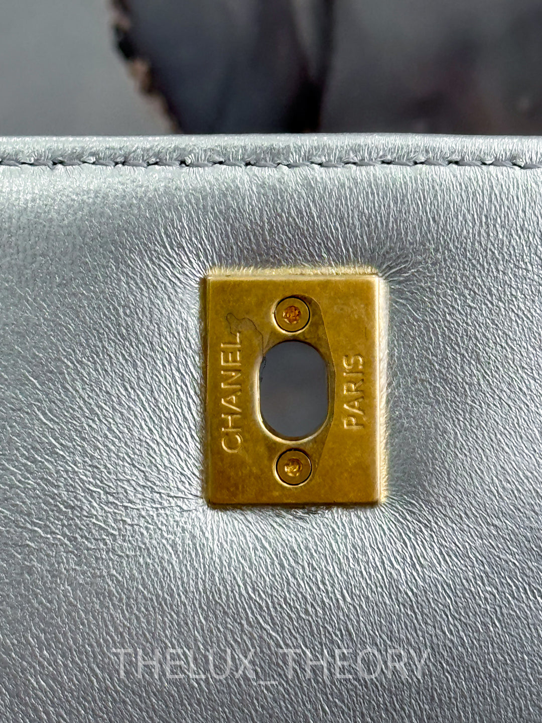 23P SILVER TOP HANDLE FLAP BAG AGED GOLD HARDWARE