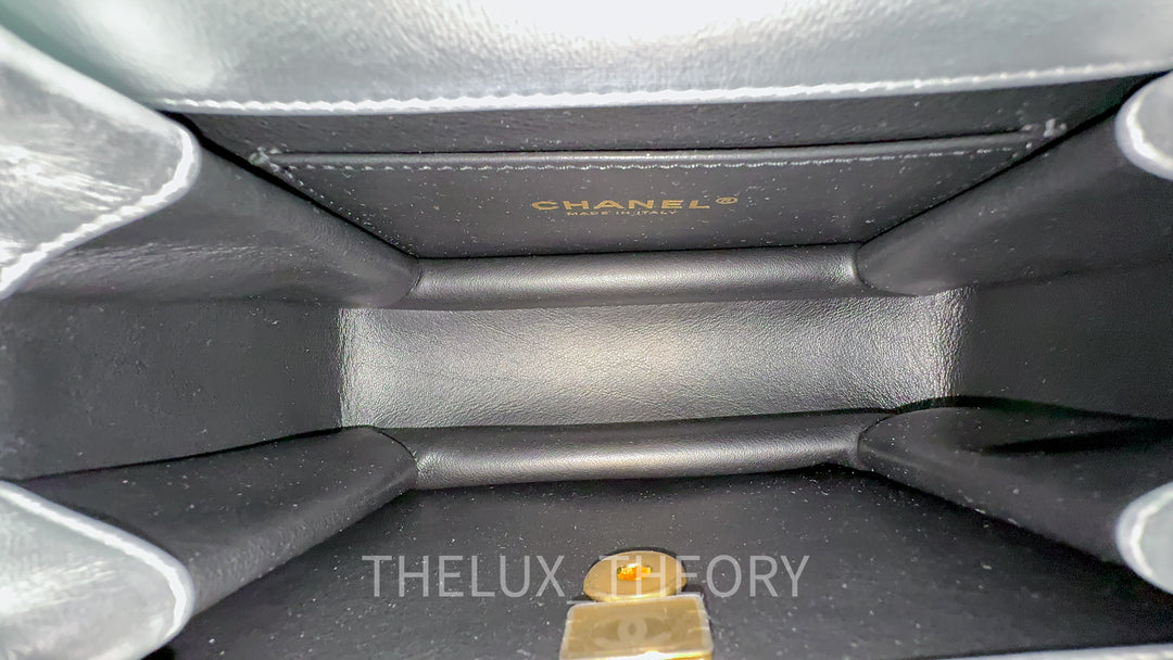 23P SILVER TOP HANDLE FLAP BAG AGED GOLD HARDWARE