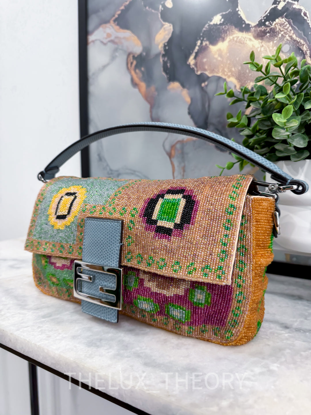 FENDI REEDITION 25TH ANNIVERSARY BEADED BAGUETTE