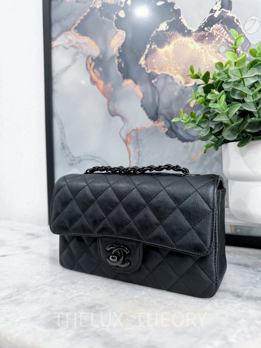 17S SO BLACK MINI RECTANGULAR FLAP BAG CALFSKIN – THE LUX THEORY