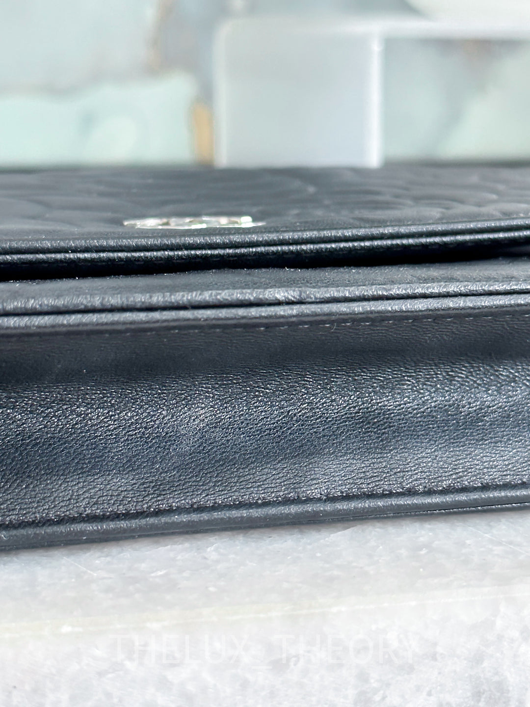 CAMELLIA WALLET ON CHAIN LAMBSKIN SILVER HARDWARE