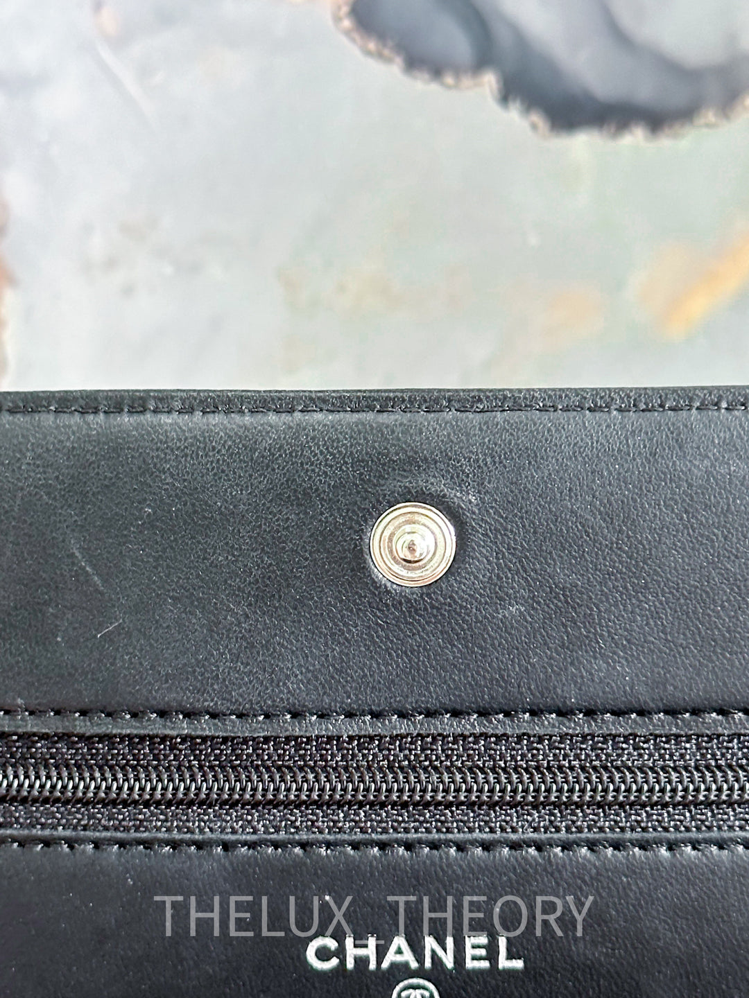 CAMELLIA WALLET ON CHAIN LAMBSKIN SILVER HARDWARE