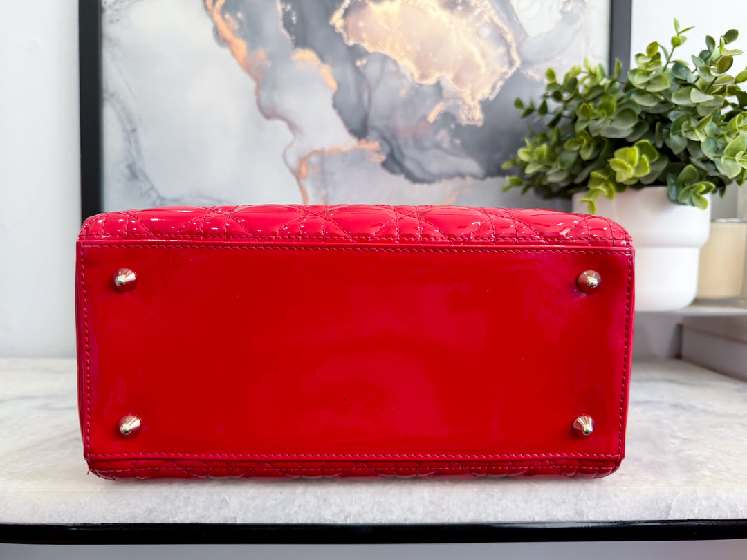 LADY DIOR MEDIUM RED PATENT LEATHER GOLD HARDWARE 2016