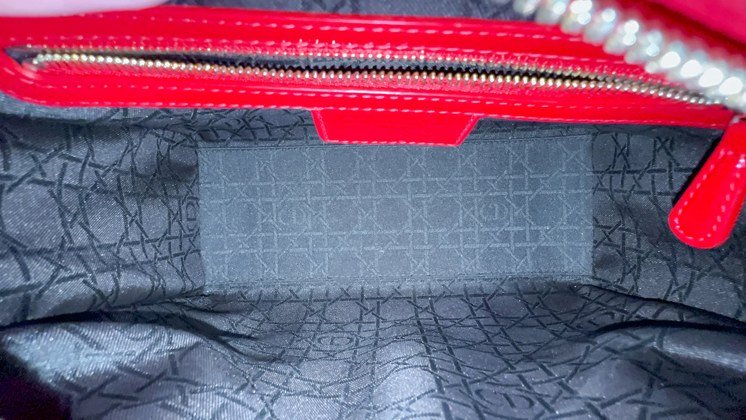 LADY DIOR MEDIUM RED PATENT LEATHER GOLD HARDWARE 2016