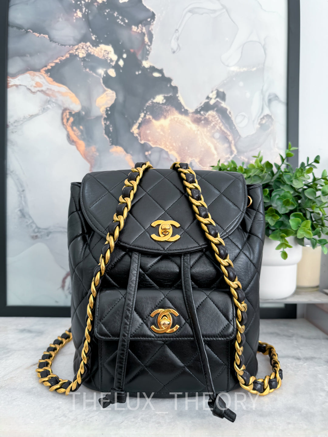 VINTAGE 1996 DUMA BACKPACK LAMBSKIN 24K GOLD HARDWARE