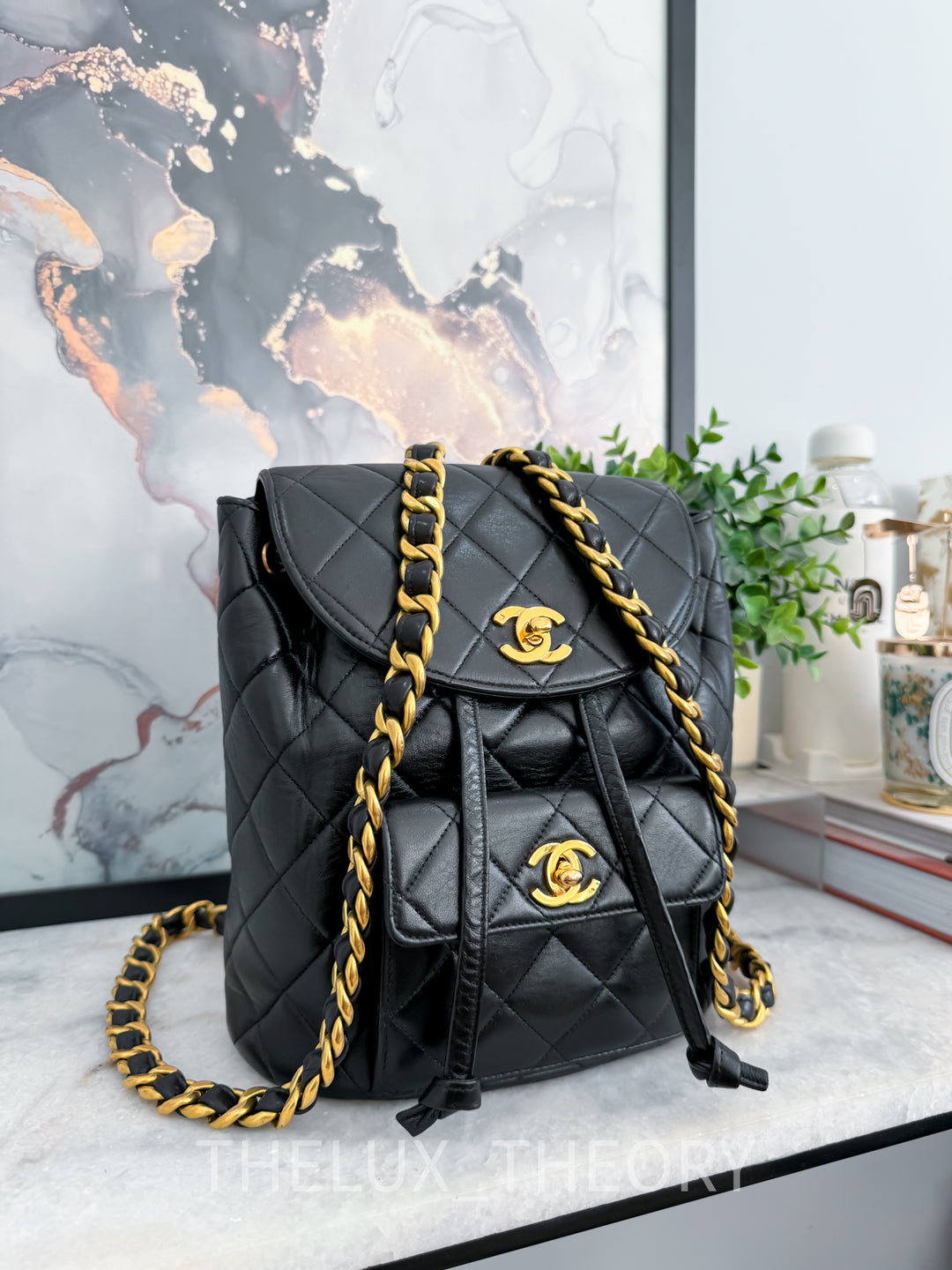 VINTAGE 1996 DUMA BACKPACK LAMBSKIN 24K GOLD HARDWARE