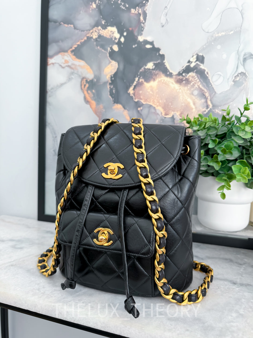 VINTAGE 1996 DUMA BACKPACK LAMBSKIN 24K GOLD HARDWARE