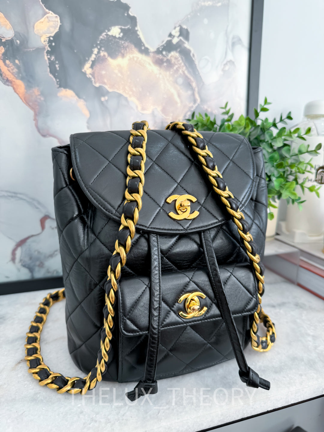 VINTAGE 1996 DUMA BACKPACK LAMBSKIN 24K GOLD HARDWARE