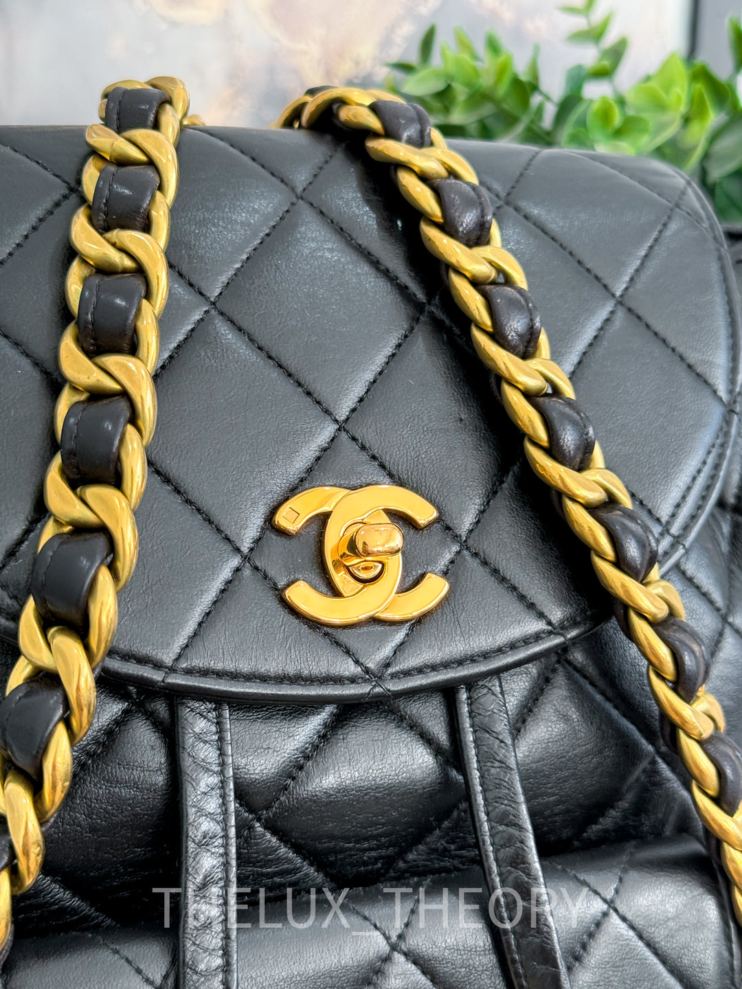 VINTAGE 1996 DUMA BACKPACK LAMBSKIN 24K GOLD HARDWARE