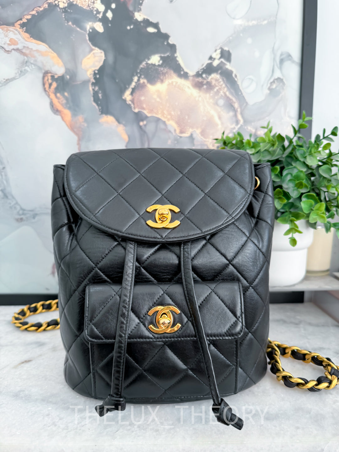 VINTAGE 1996 DUMA BACKPACK LAMBSKIN 24K GOLD HARDWARE