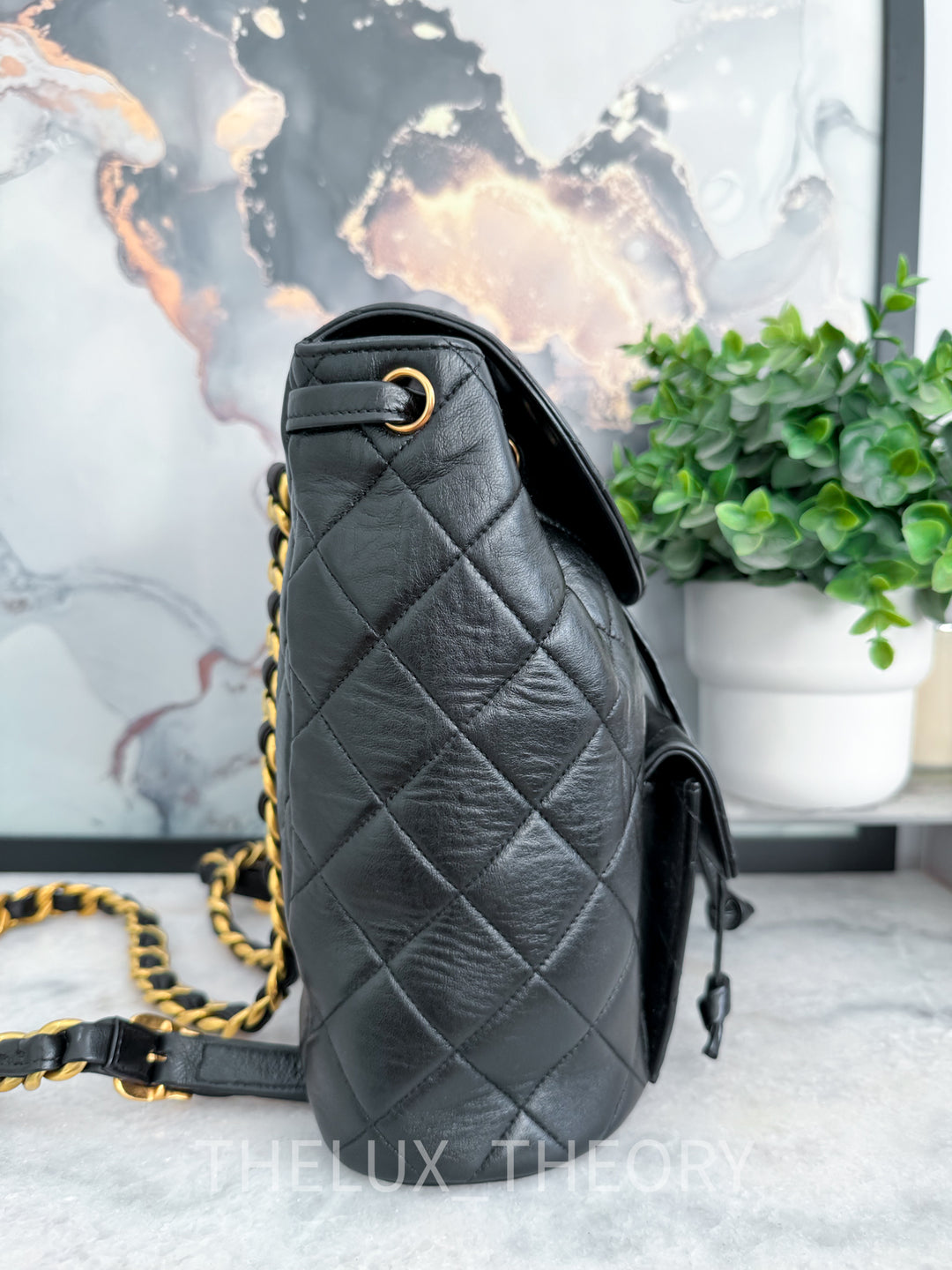 VINTAGE 1996 DUMA BACKPACK LAMBSKIN 24K GOLD HARDWARE