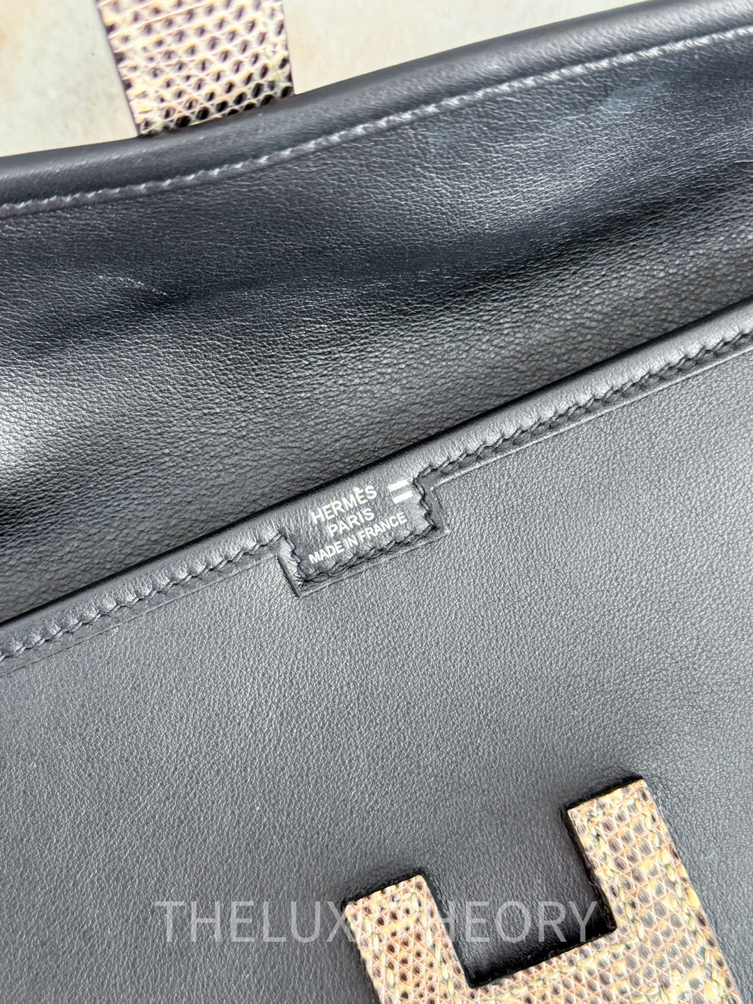 H JIGE DUO WALLET BLACK SWIFT LEATHER NATURAL LIZARD Y 2020