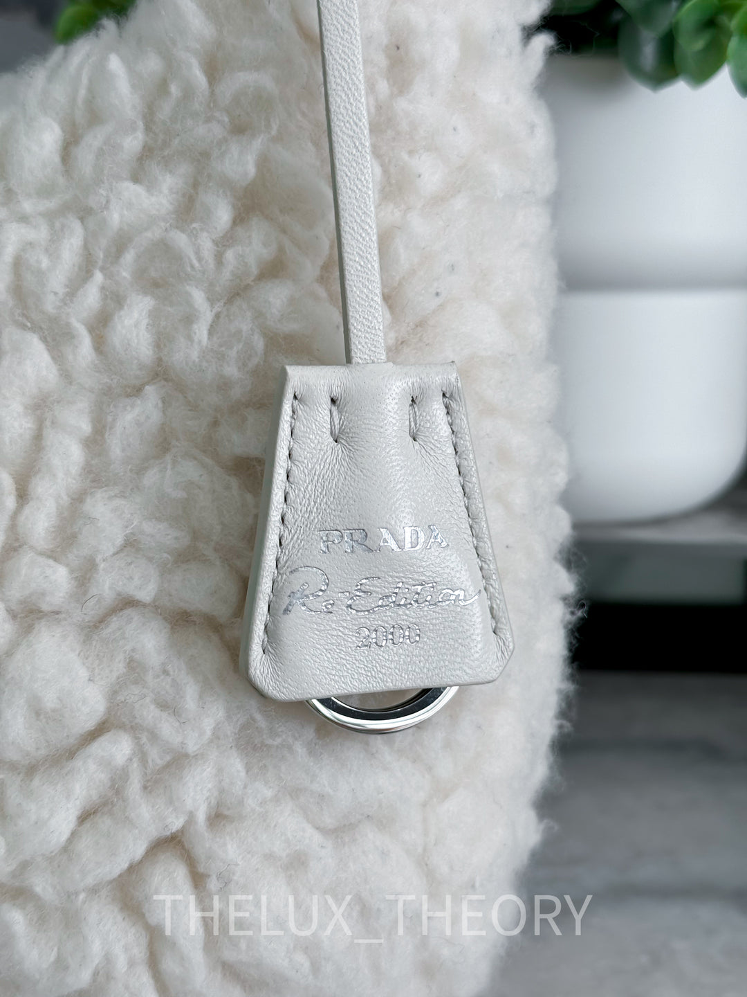 PRADA RE-EDITION 2000 SHEARLING SHOULDER BAG WHITE 2021