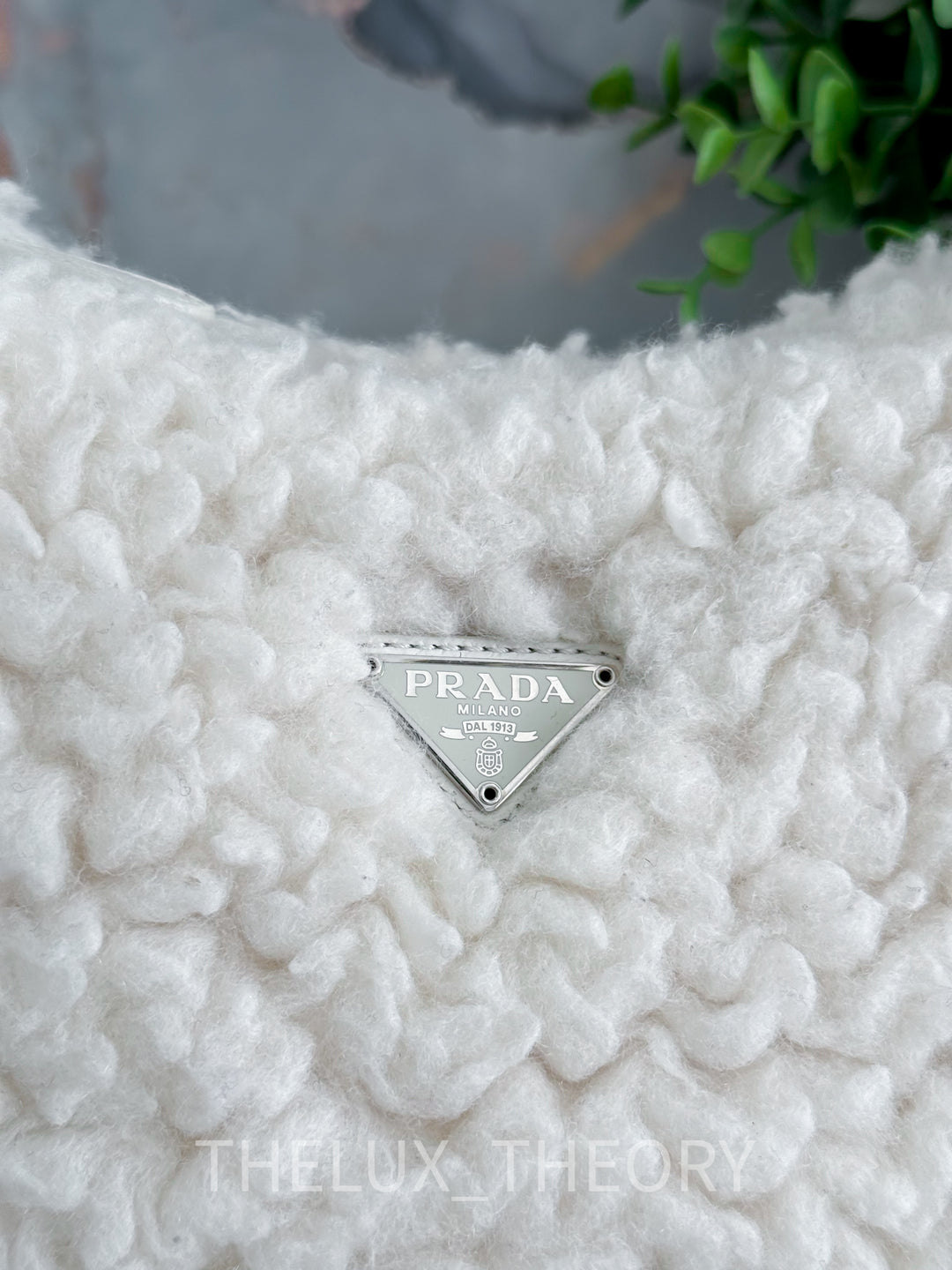 PRADA RE-EDITION 2000 SHEARLING SHOULDER BAG WHITE 2021