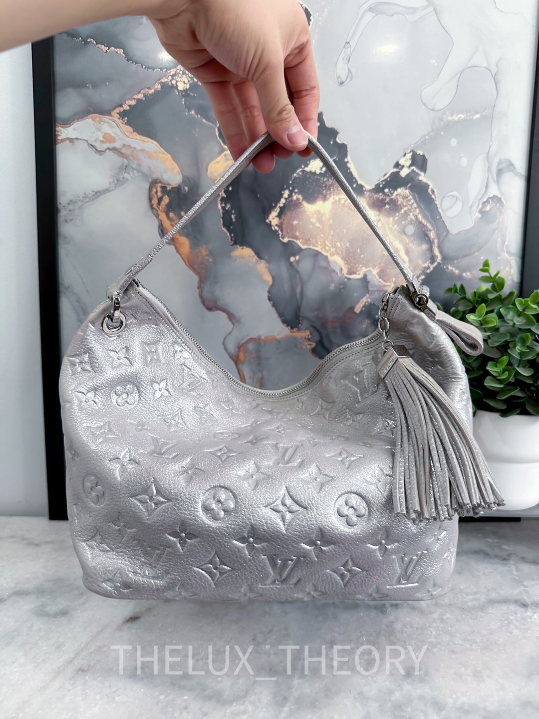 L.V. HALO SILVER SUEDE MONOGRAM EMPREINTE