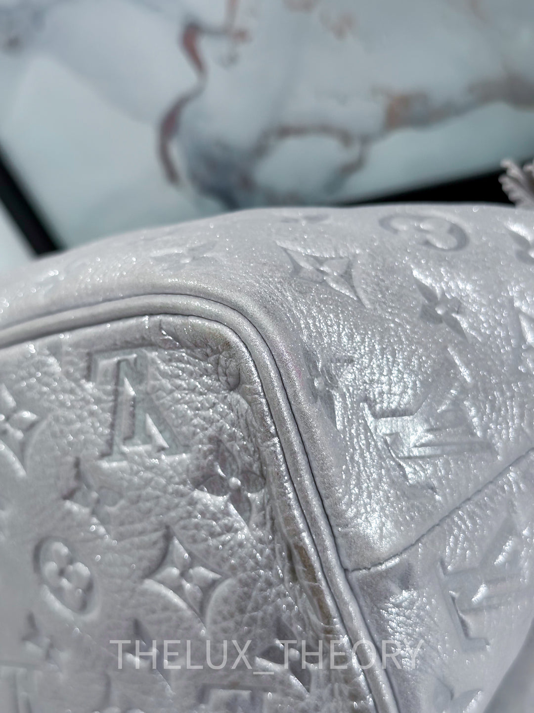 L.V. HALO SILVER SUEDE MONOGRAM EMPREINTE