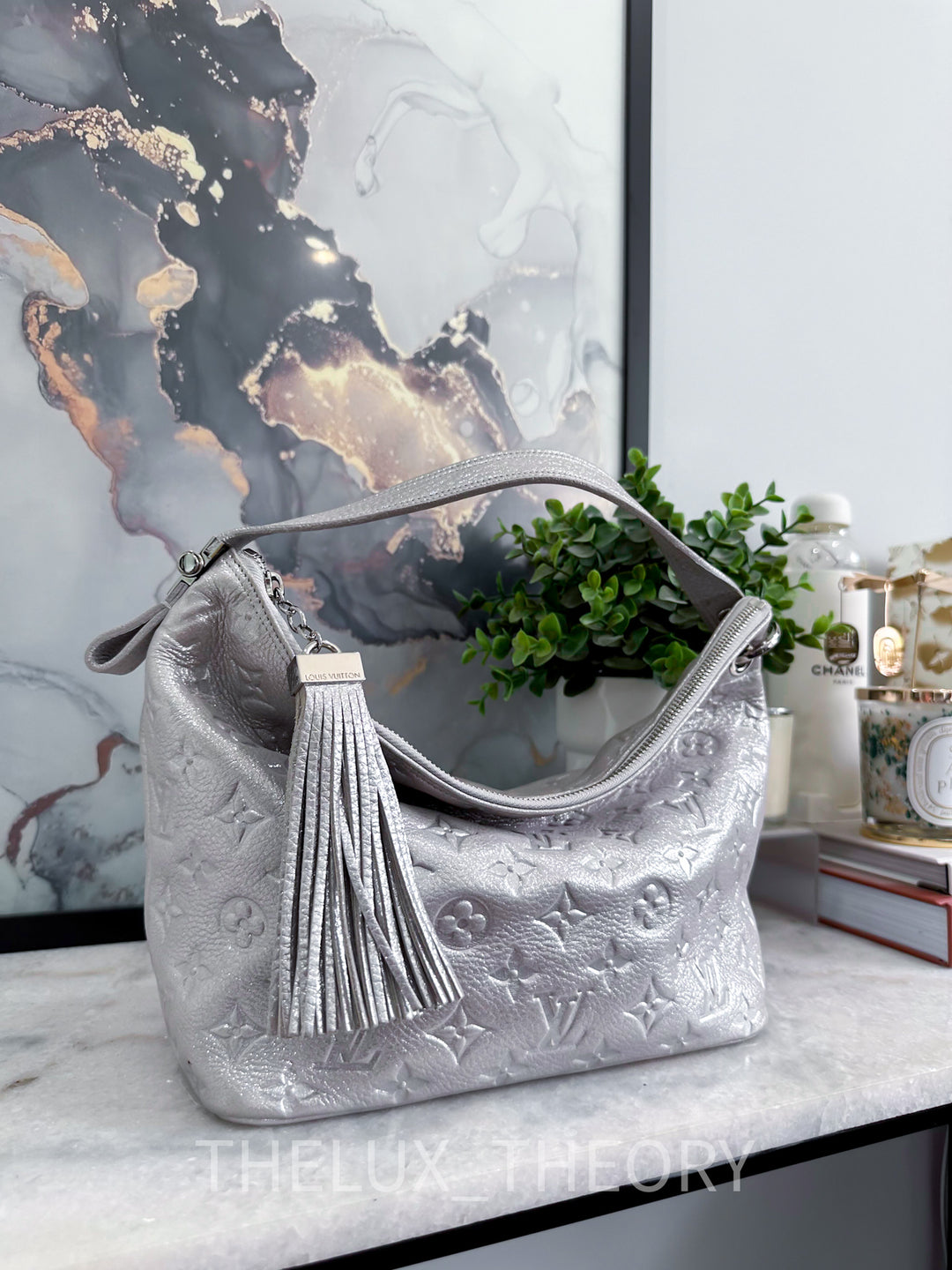 L.V. HALO SILVER SUEDE MONOGRAM EMPREINTE