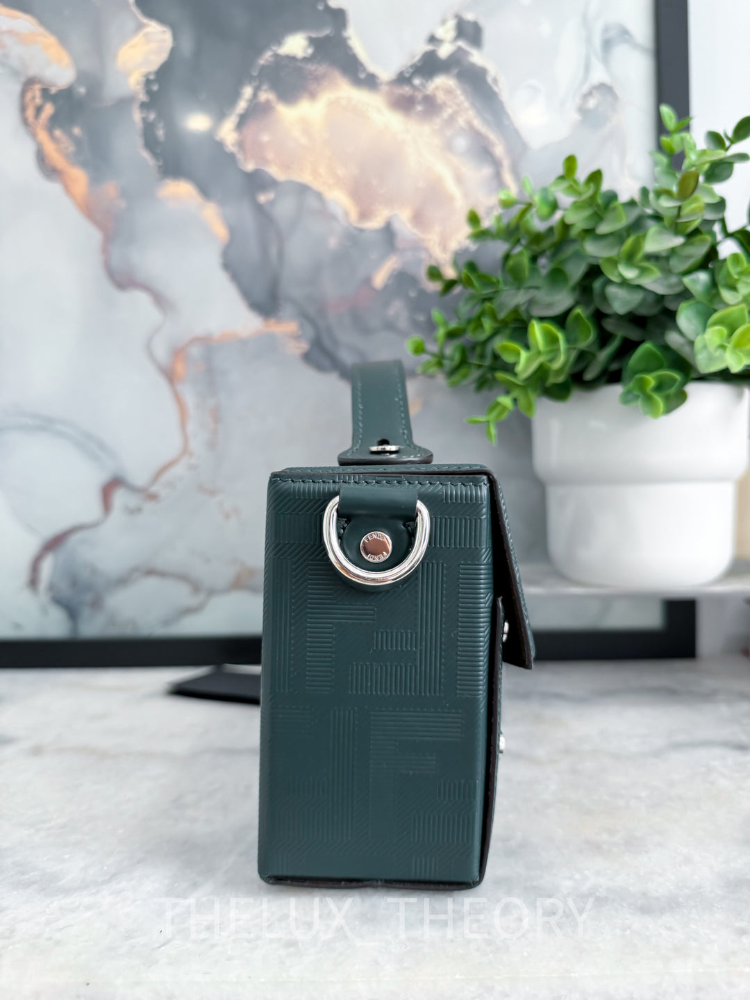 FENDI SHADOW BAGUETTE SOFT TRUNK DARK FOREST GREEN