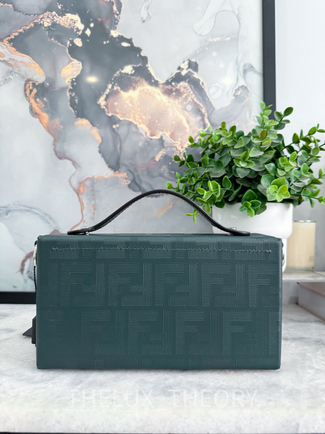 FENDI SHADOW BAGUETTE SOFT TRUNK DARK FOREST GREEN