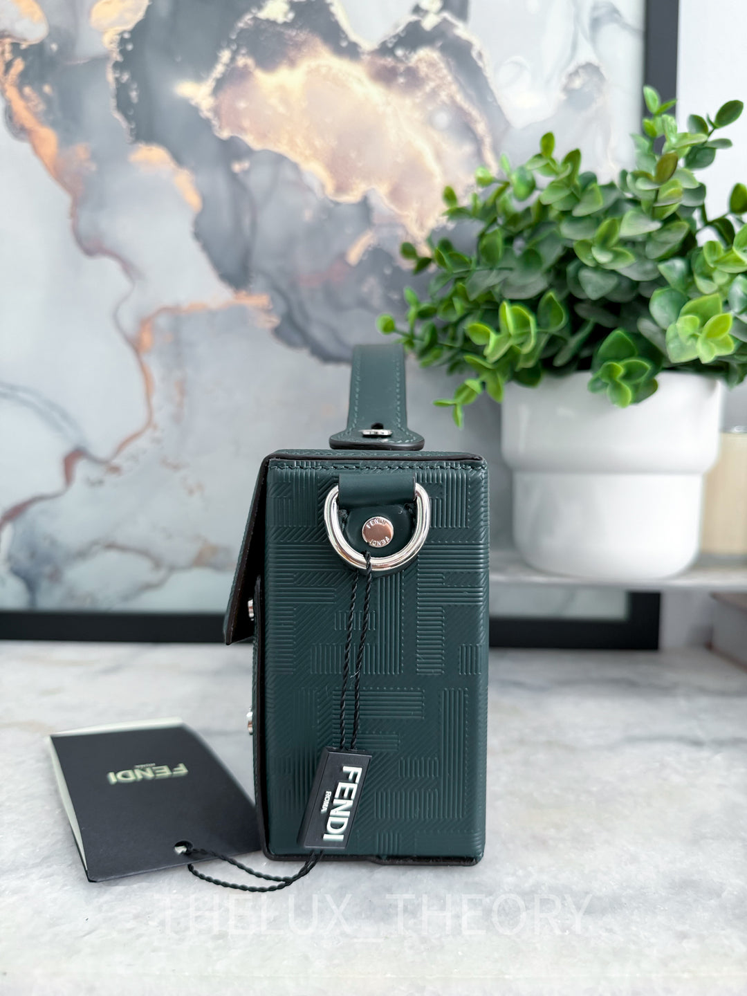 FENDI SHADOW BAGUETTE SOFT TRUNK DARK FOREST GREEN