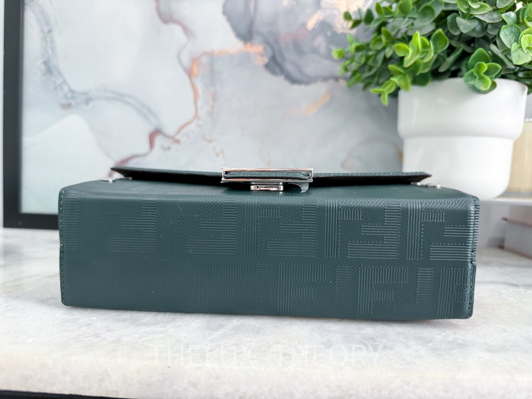 FENDI SHADOW BAGUETTE SOFT TRUNK DARK FOREST GREEN