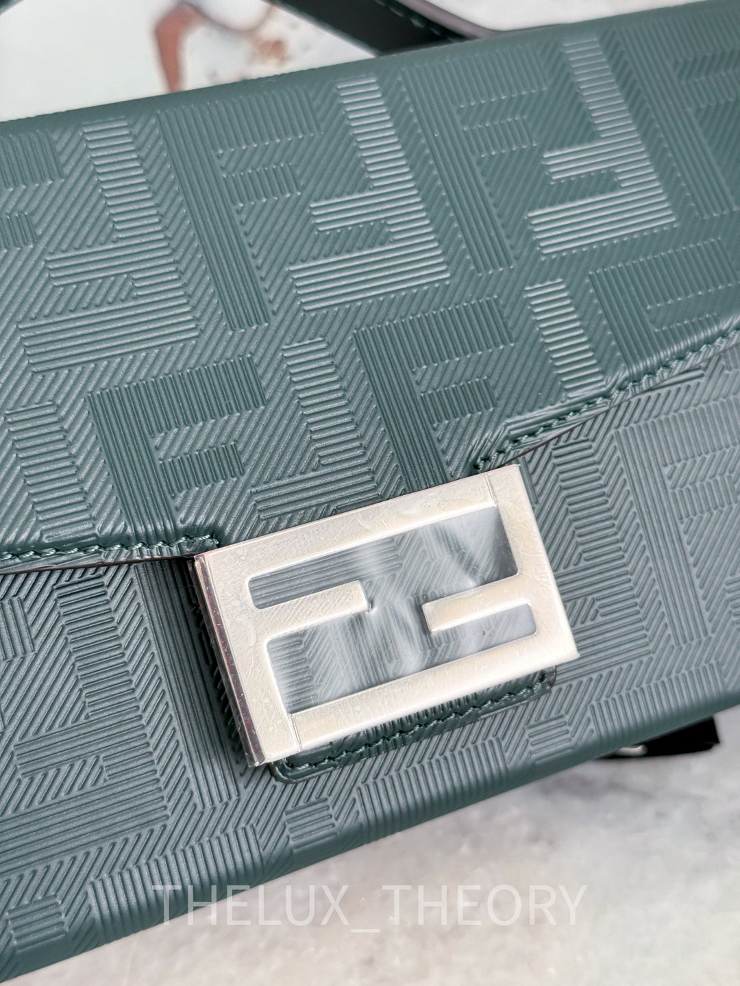 FENDI SHADOW BAGUETTE SOFT TRUNK DARK FOREST GREEN