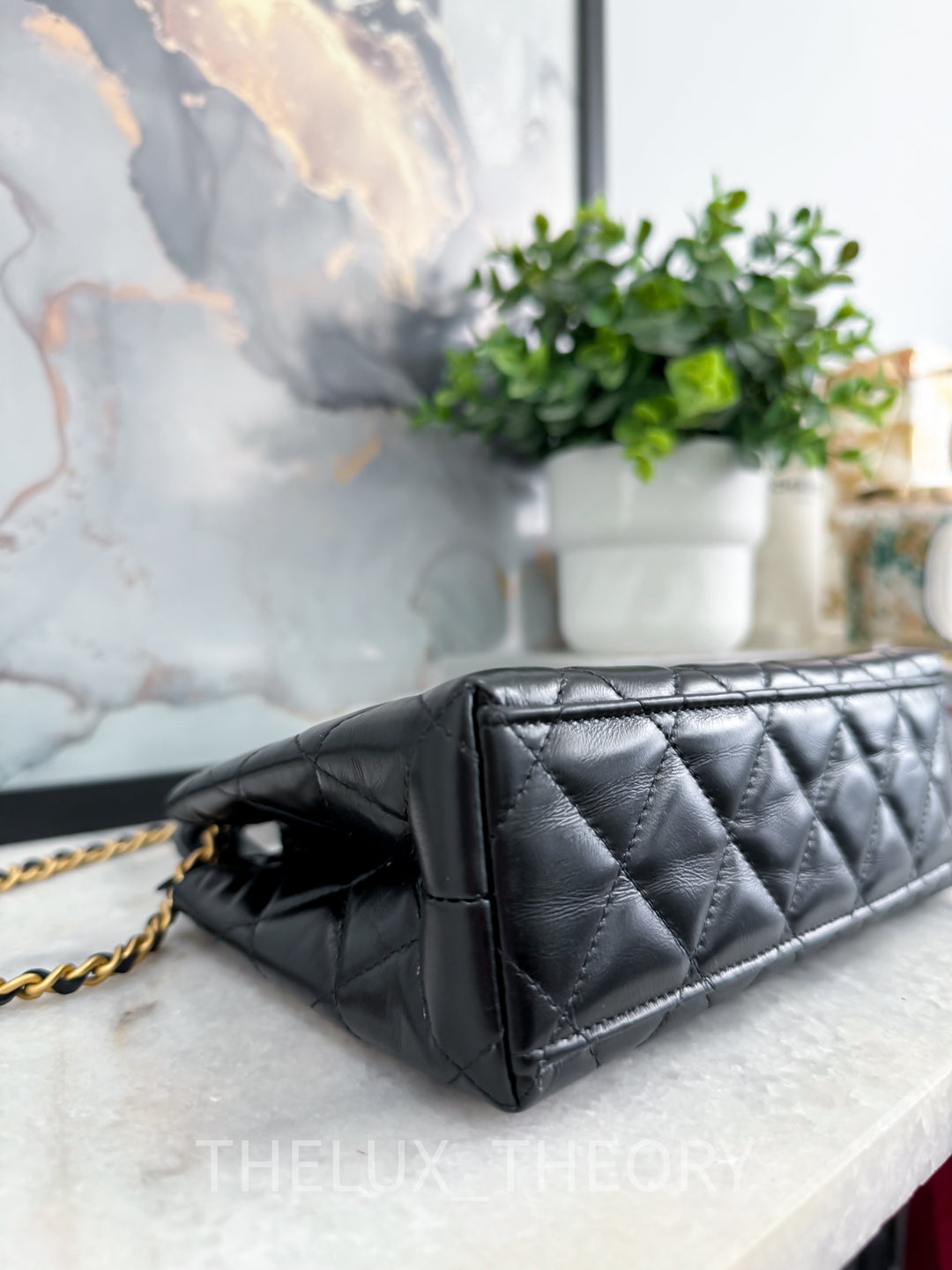 23K BLACK KELLY BAG AGED CALFSKIN AGED GOLD HARDWARE