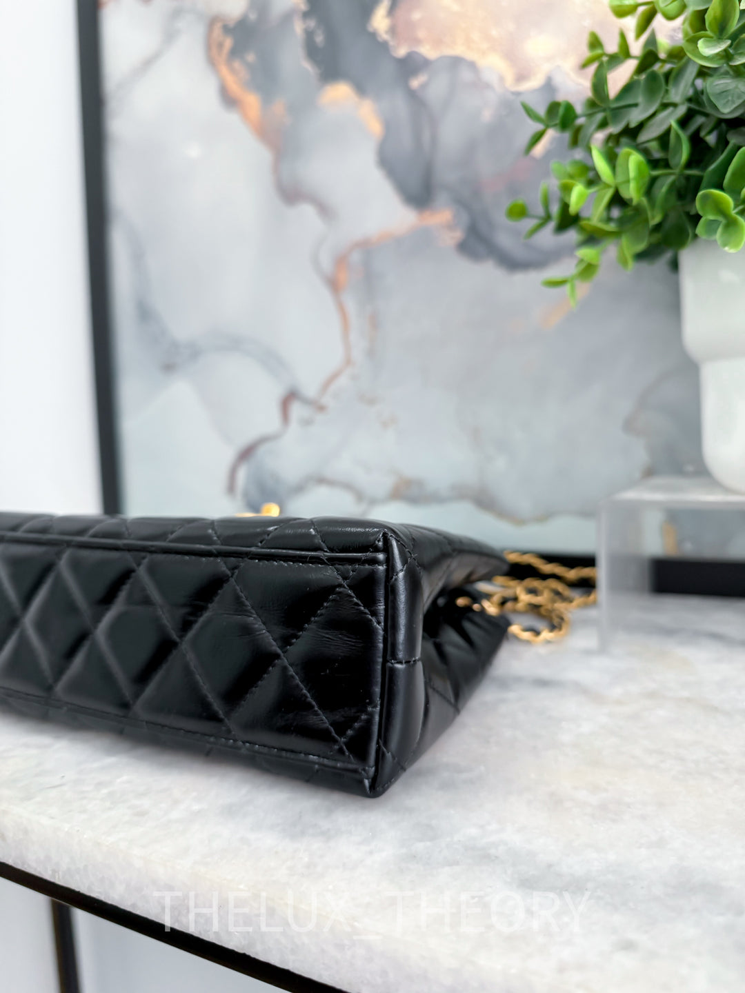 23K BLACK KELLY BAG AGED CALFSKIN AGED GOLD HARDWARE