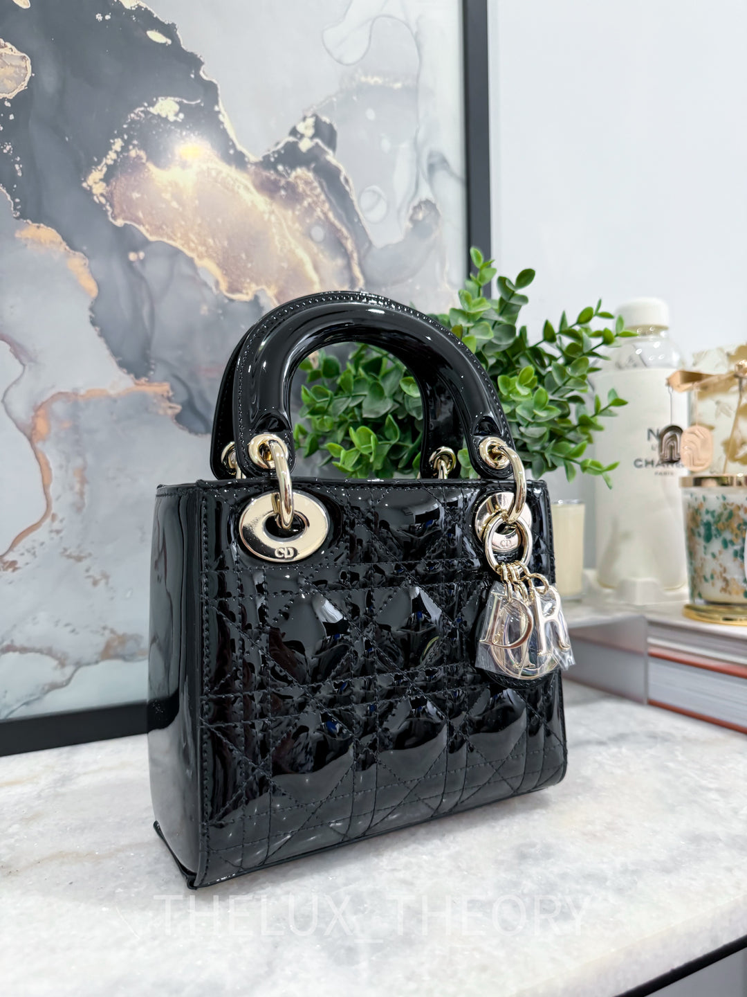 MINI LADY DIOR BLACK PATENT LEATHER LIGHT GOLD HARDWARE 2023