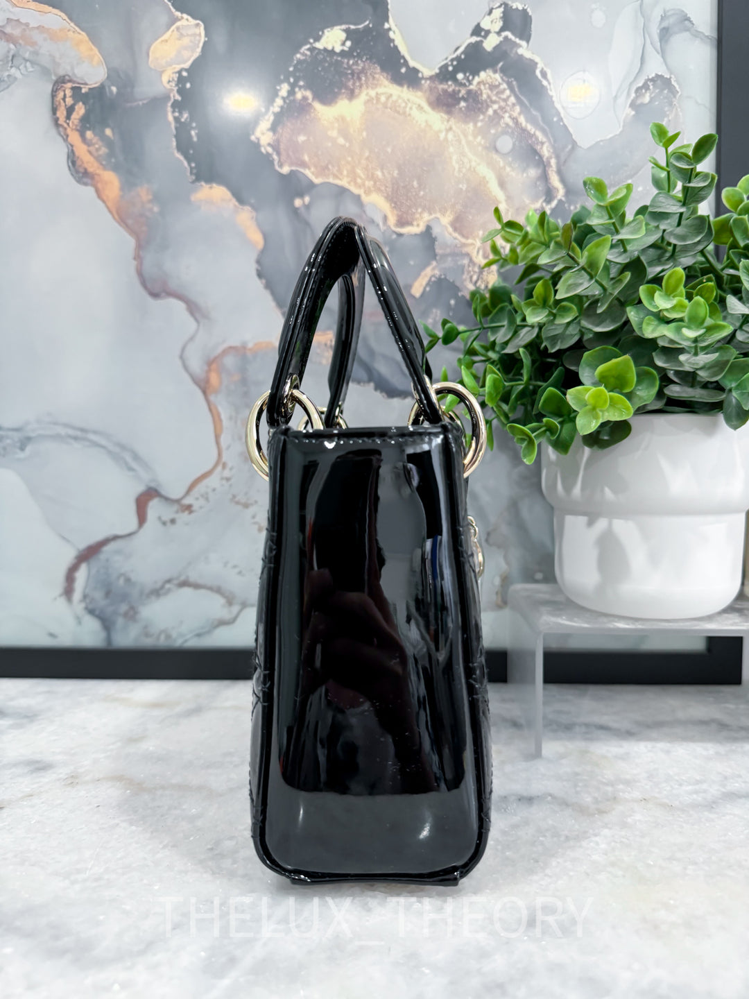 MINI LADY DIOR BLACK PATENT LEATHER LIGHT GOLD HARDWARE 2023