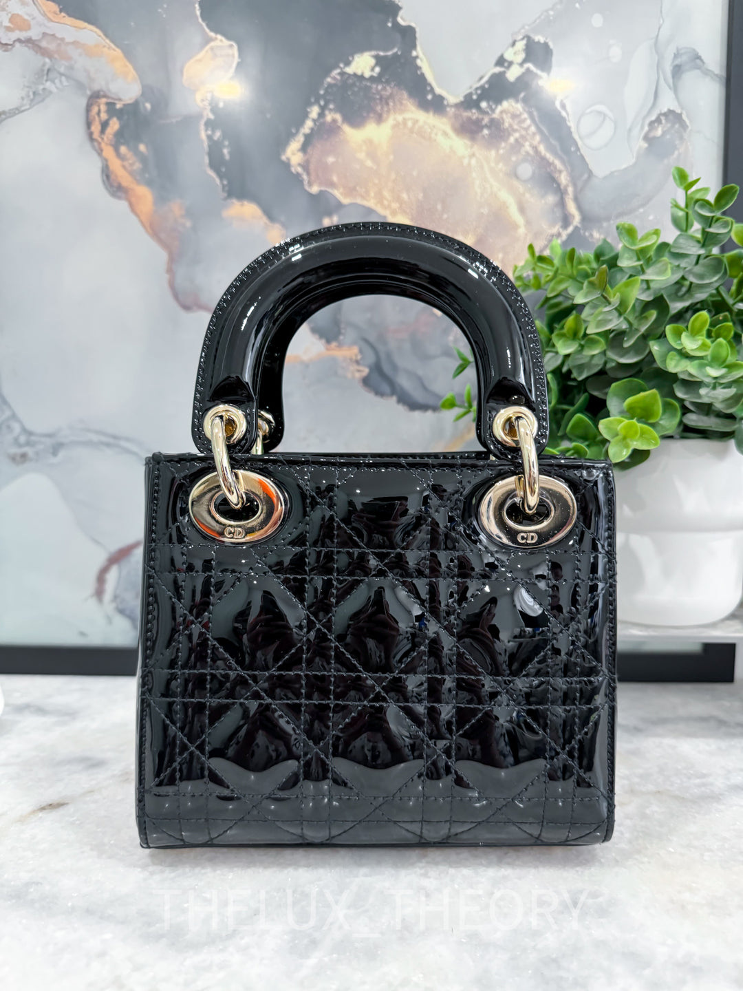 MINI LADY DIOR BLACK PATENT LEATHER LIGHT GOLD HARDWARE 2023
