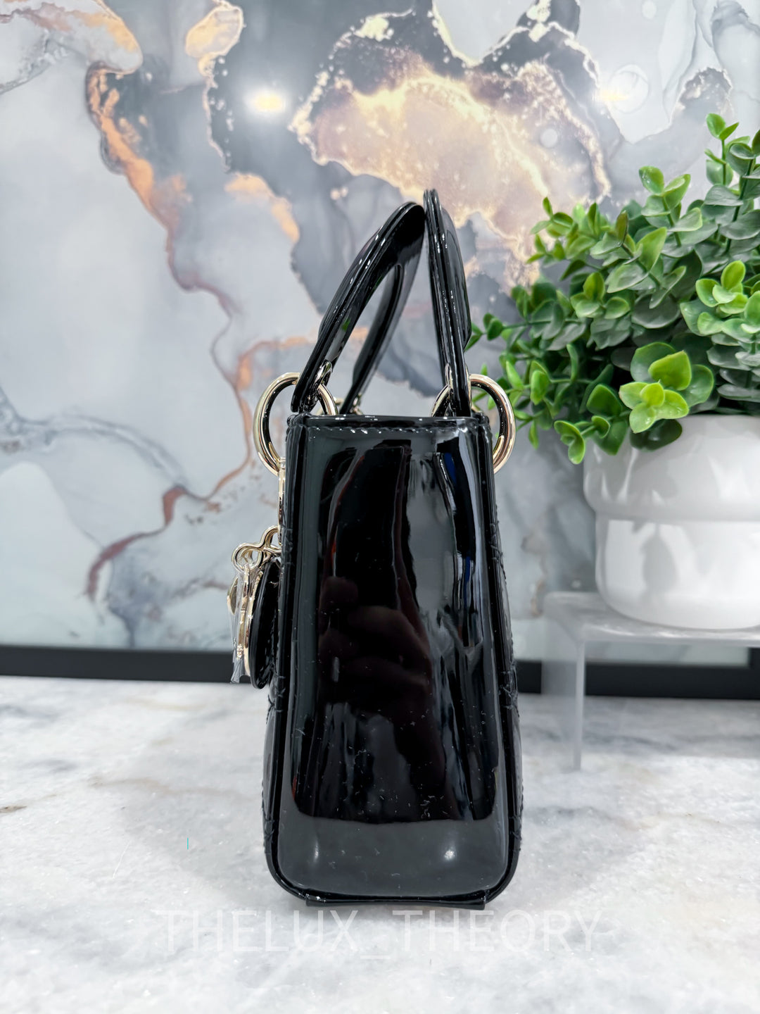MINI LADY DIOR BLACK PATENT LEATHER LIGHT GOLD HARDWARE 2023
