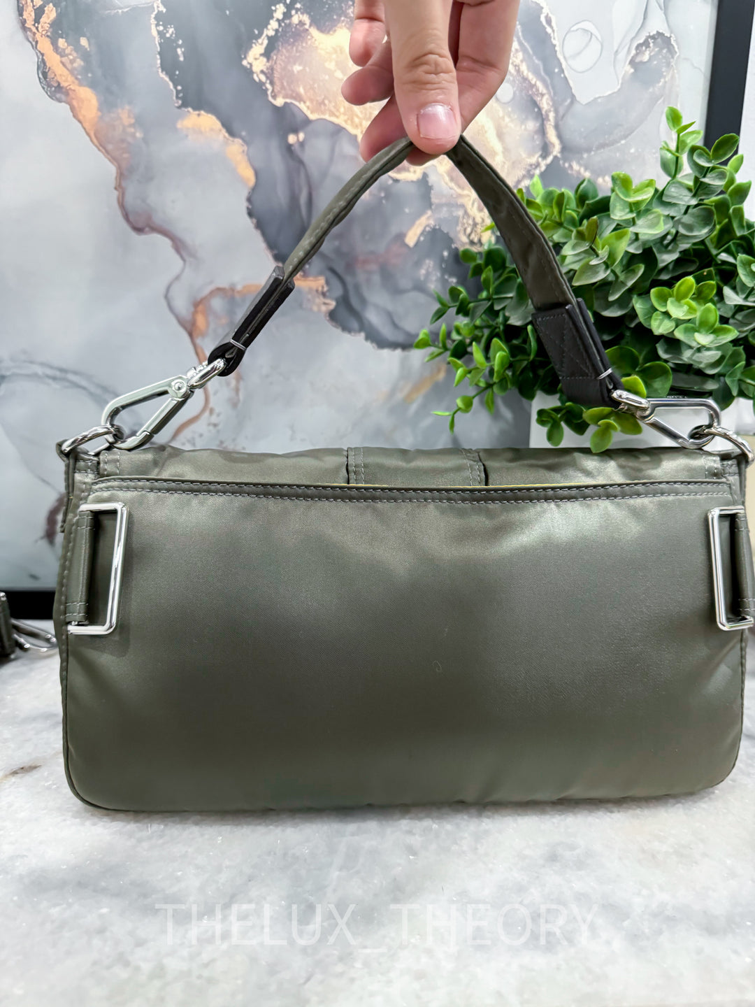 FENDI X PORTER MEN’S BAGUETTE KHAKI NYLON