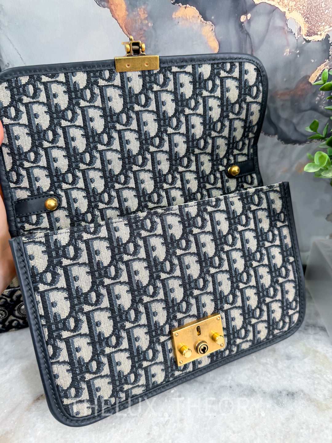 DIOR ADDICT FLAP BAG NAVY OBLIQUE