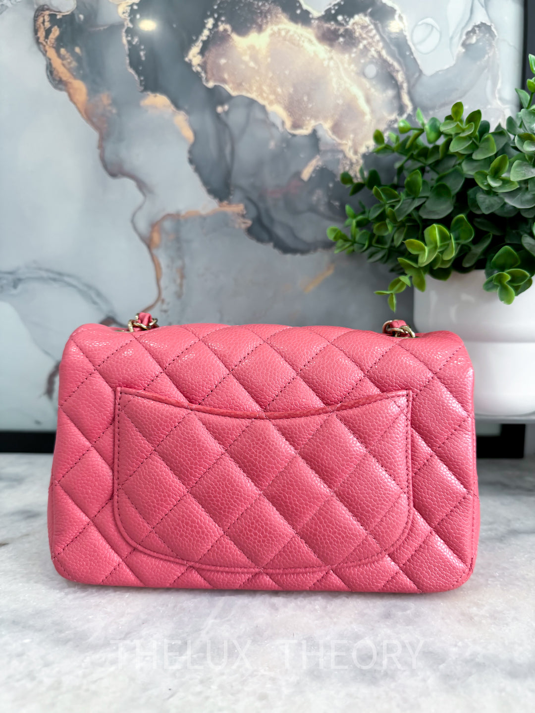 18S IRIDESCENT PINK MINI RECTANGLE CAVIAR LIGHT GOLD HARDWARE